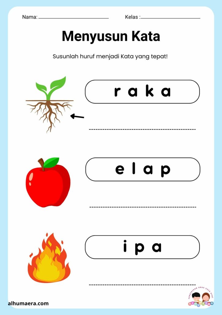 Lembar Kerja Menyusun Huruf Menjadi Kata