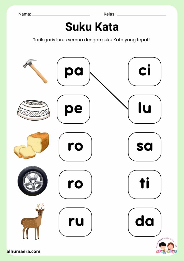 Lembar Kerja Menghubungkan Kosa Kata Menjadi Sebuah Kata