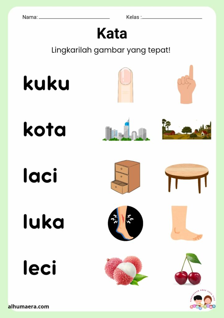 Lembar Kerja Kata dengan Gambar