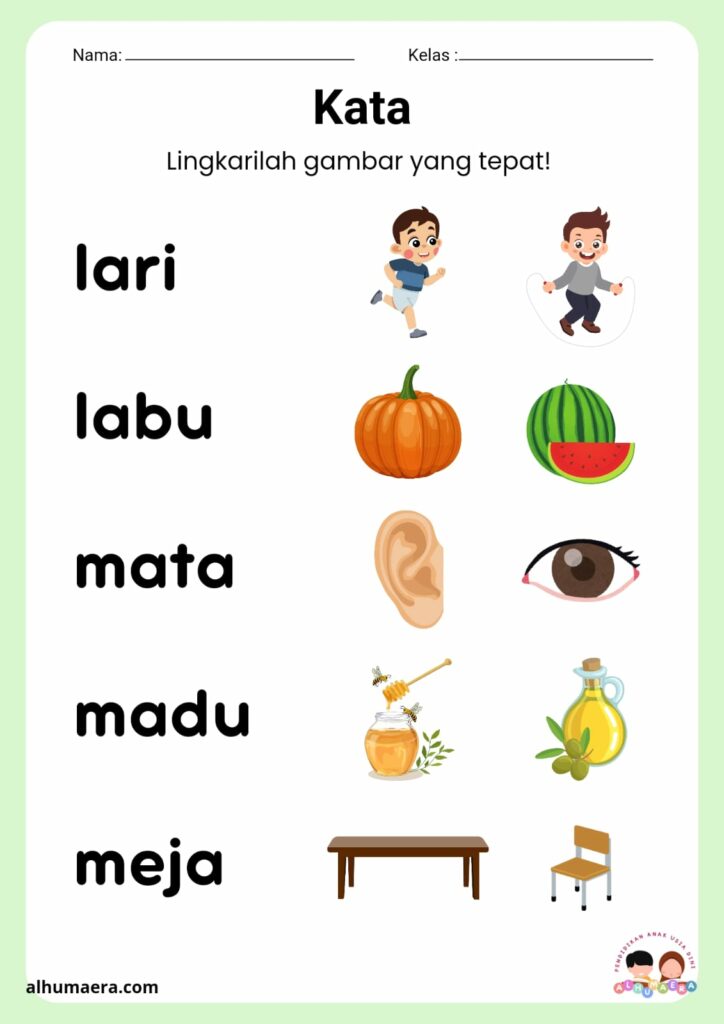 Lembar Kerja Kata dengan Gambar