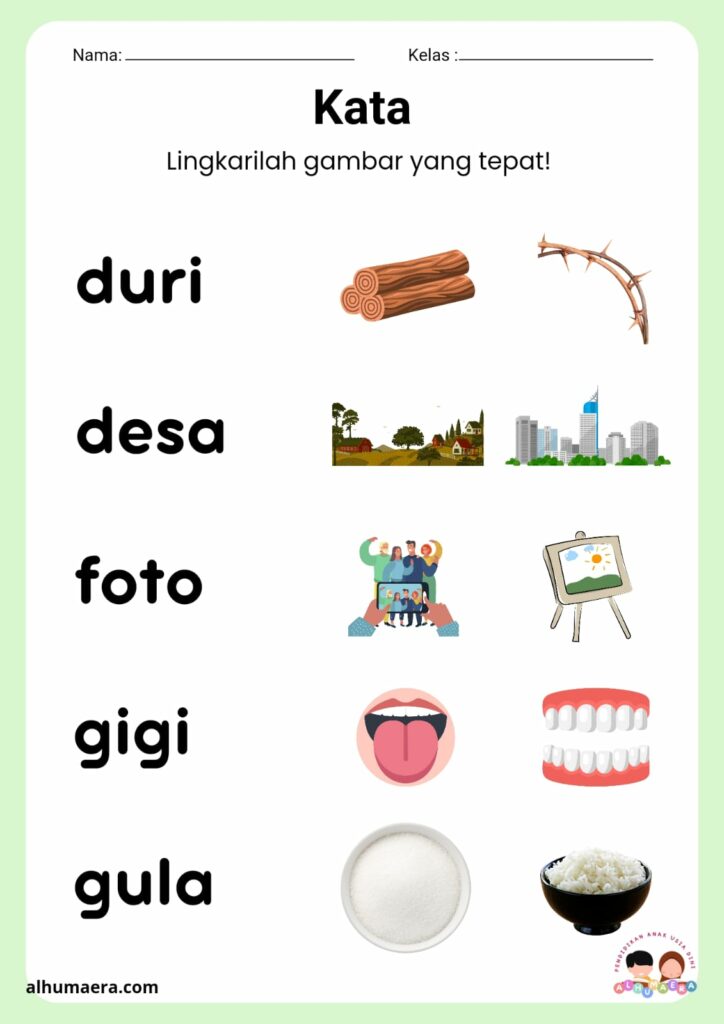 Lembar Kerja Kata dengan Gambar