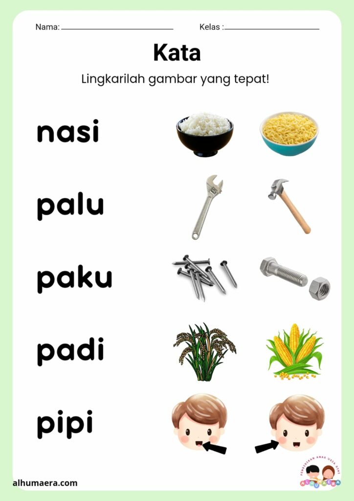 Lembar Kerja Kata dengan Gambar