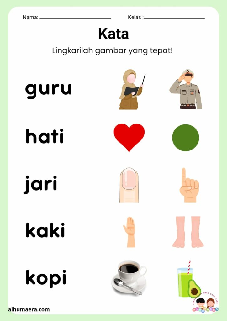 Lembar Kerja Kata dengan Gambar