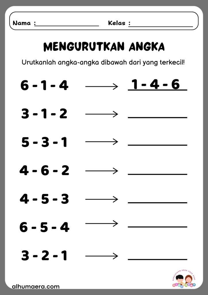 Lembar Kerja Mengurutkan Angka