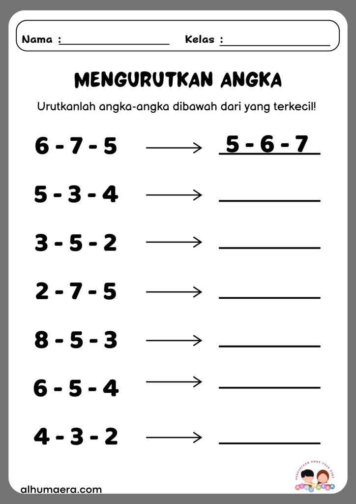 Lembar Kerja Mengurutkan Angka