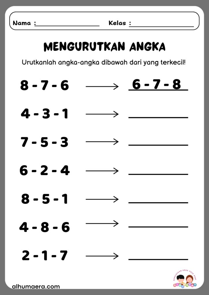 Lembar Kerja Mengurutkan Angka