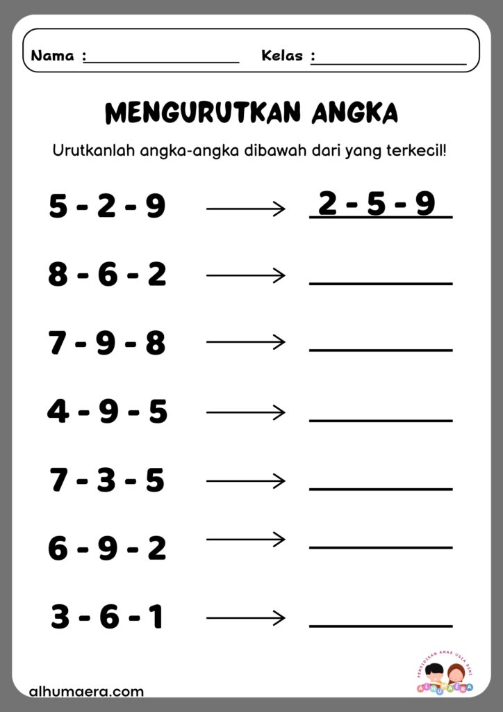 Lembar Kerja Mengurutkan Angka