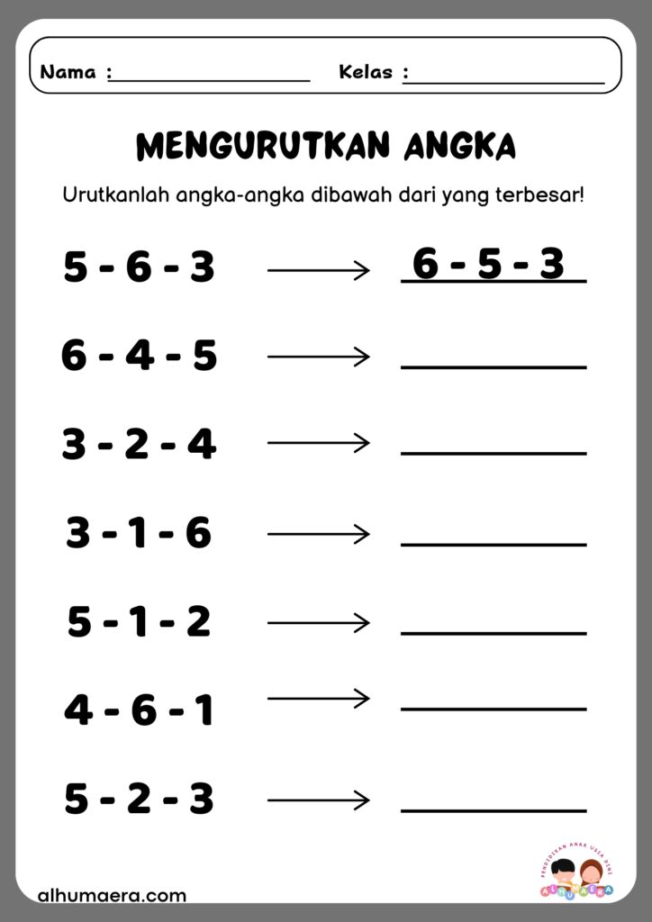 Lembar Kerja Mengurutkan Angka